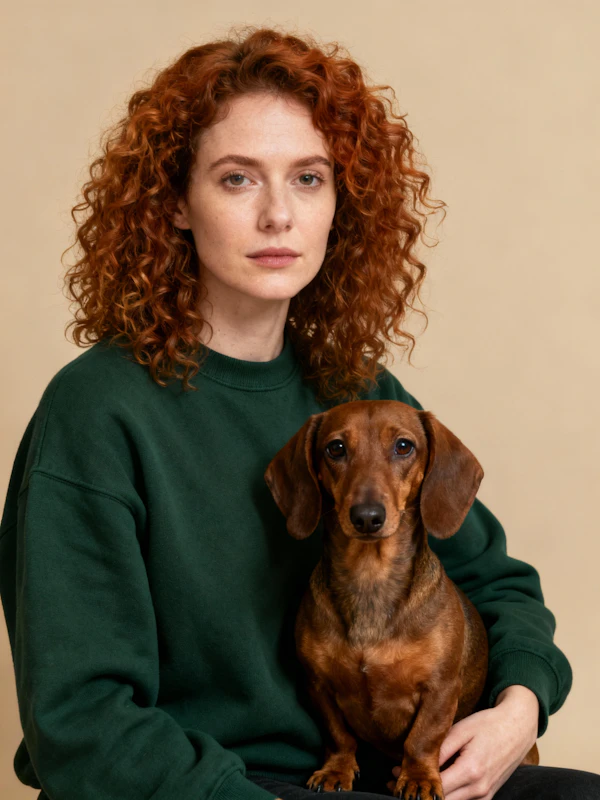 Woman with Dachshund