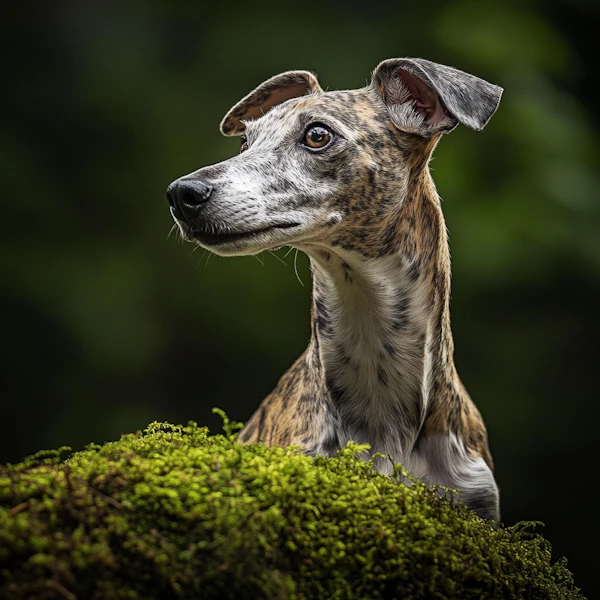 Brindle Dog in Forest