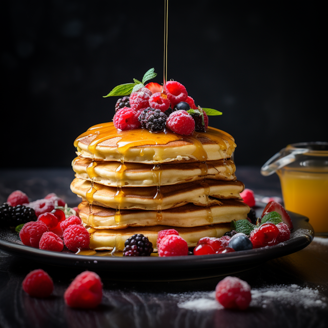 Berry Bliss Pancakes with Golden Syrup Drizzle