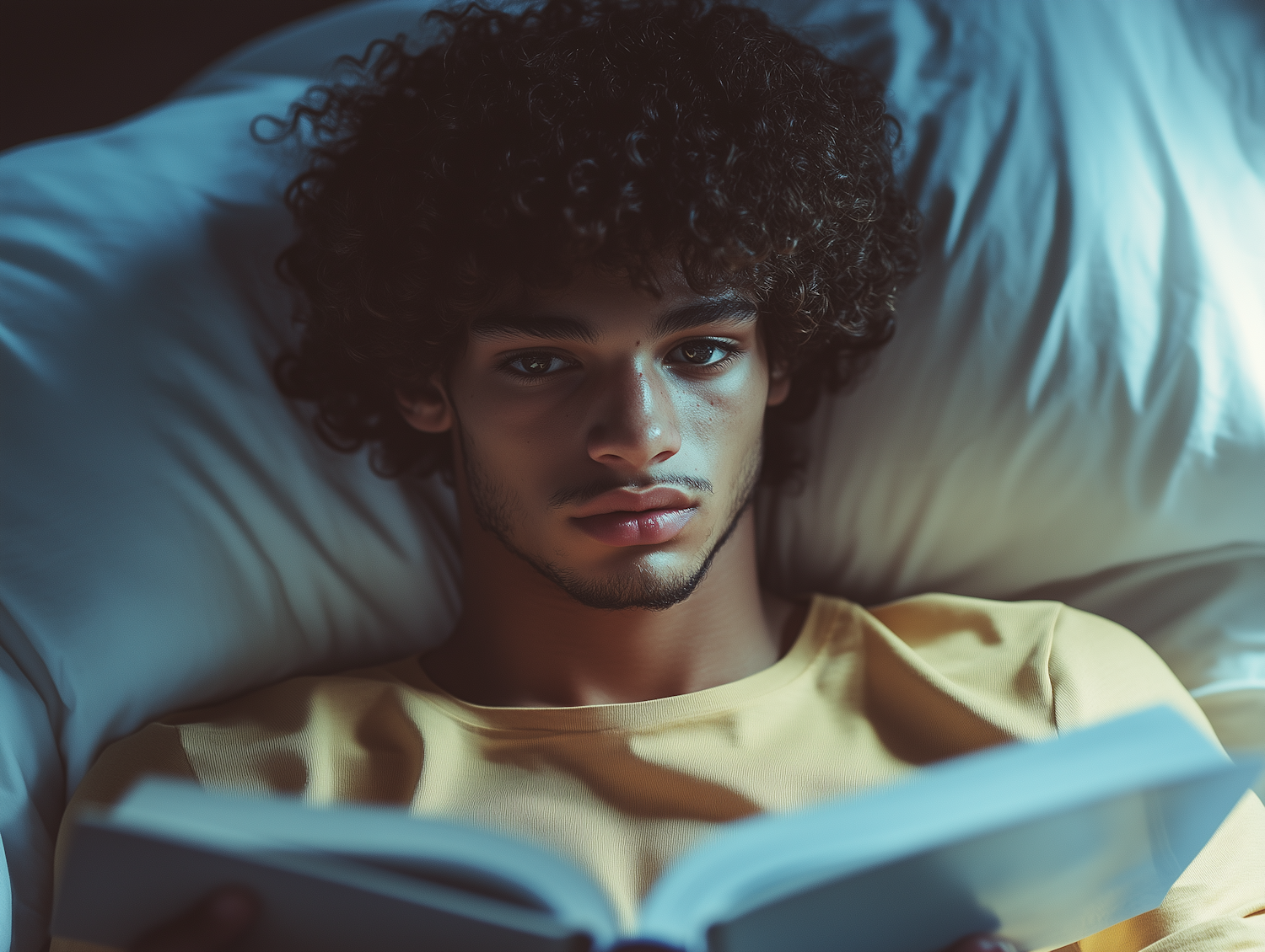 Young Person Reading on Bed