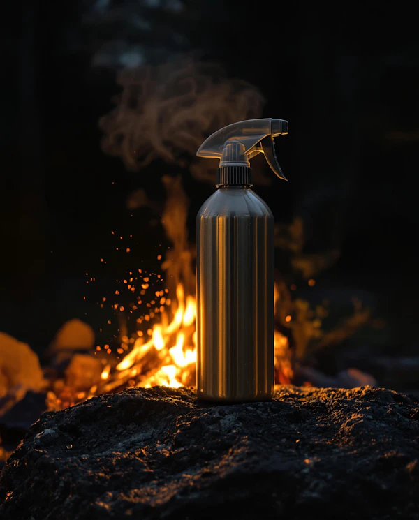 Metal Bottle by Campfire