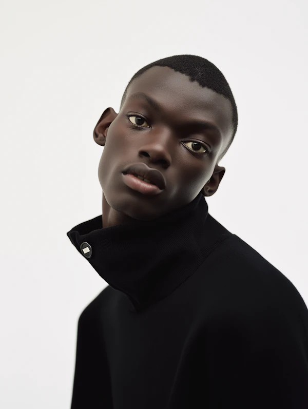 Close-up Portrait with High-Collared Garment