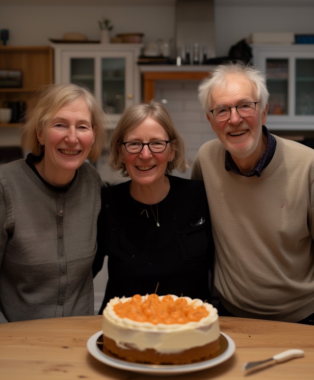 Elderly Friends Celebrating with Cake