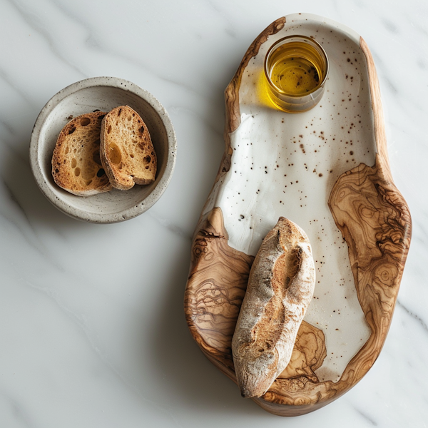 Elegant Bread and Olive Board Arrangement