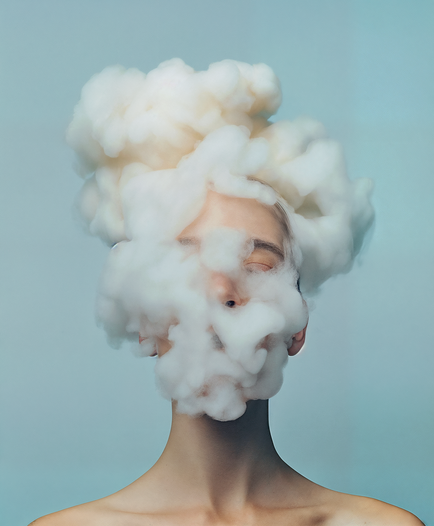 Surreal Cloud-Enshrouded Portrait