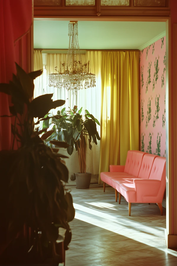 Stylish Interior with Pink Sofa