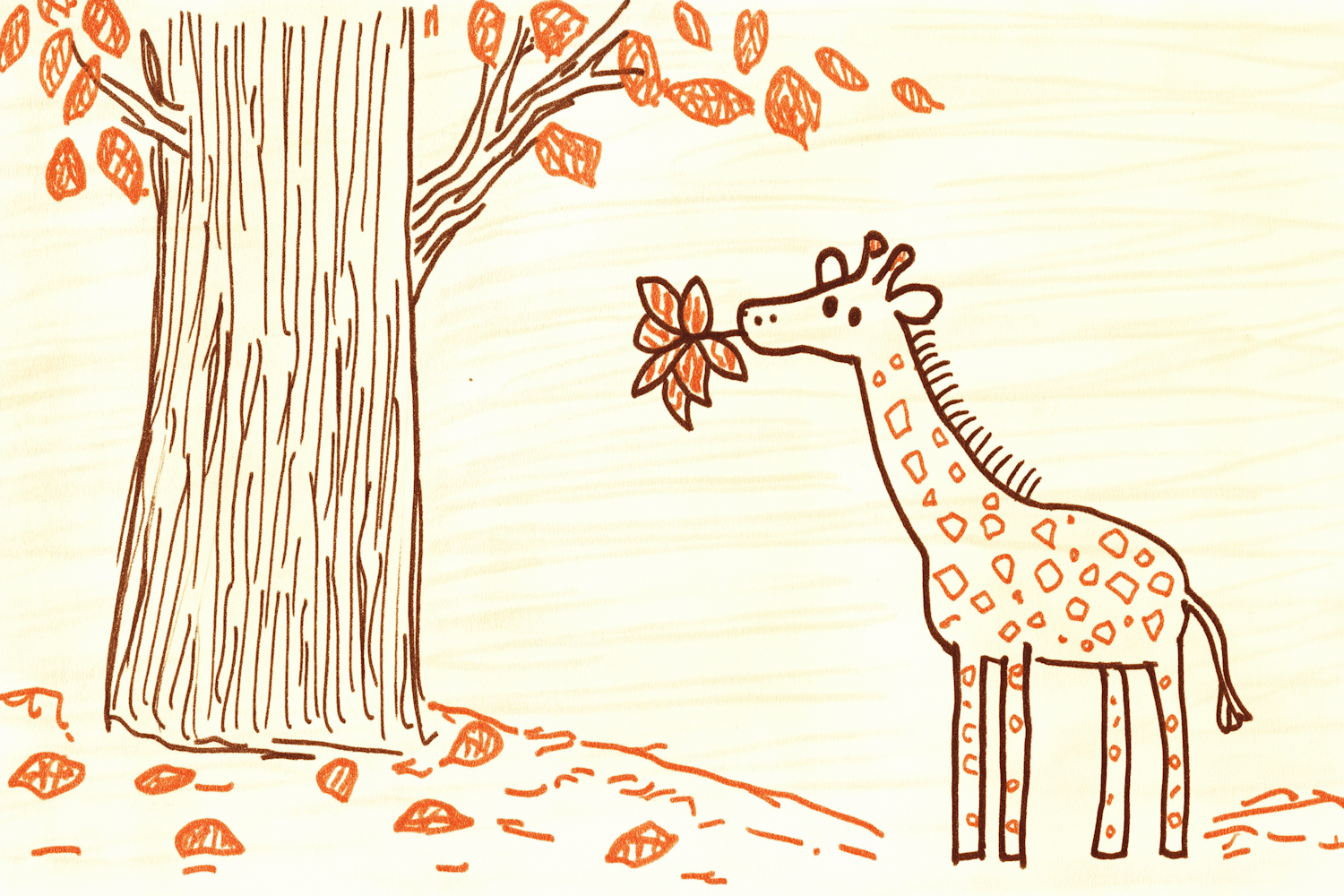 Giraffe and Tree in Autumn