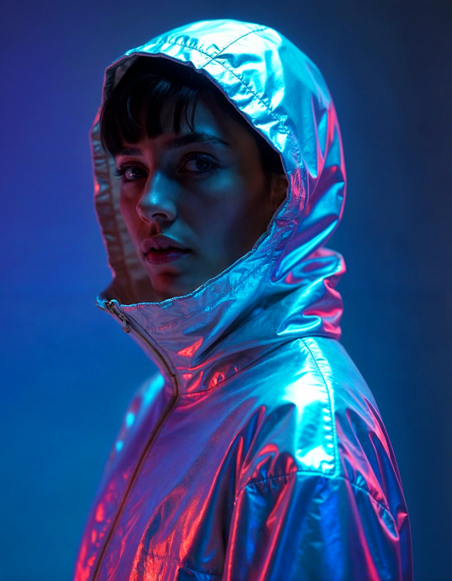 Futuristic Metallic Jacket Portrait