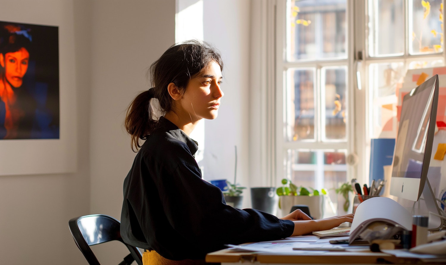 Young Woman Working at Desk