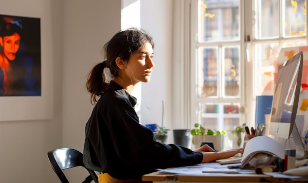 Young Woman Working at Desk