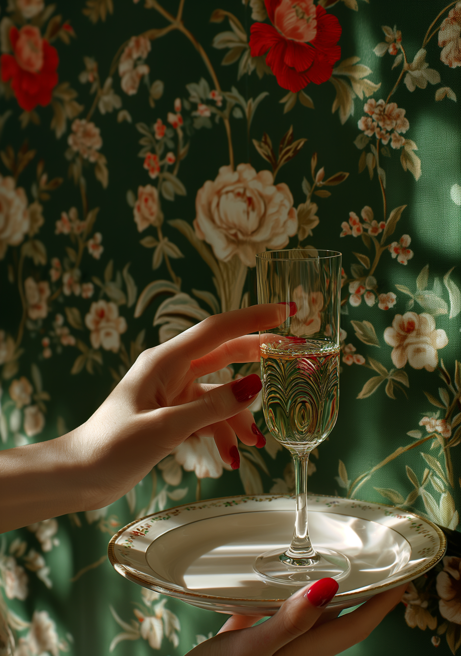 Elegant Hand Holding Champagne Glass