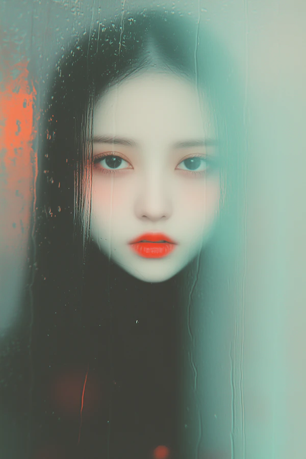 Ethereal Portrait Behind Glass
