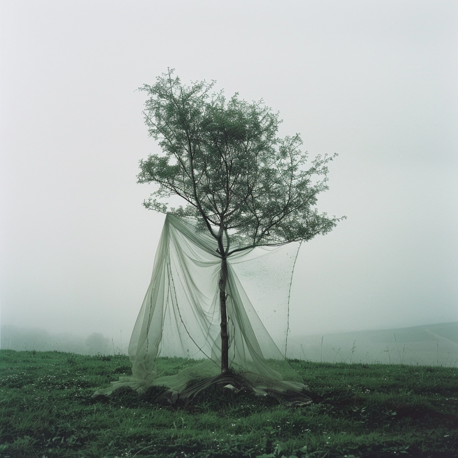 Solitary Tree in a Misty Field