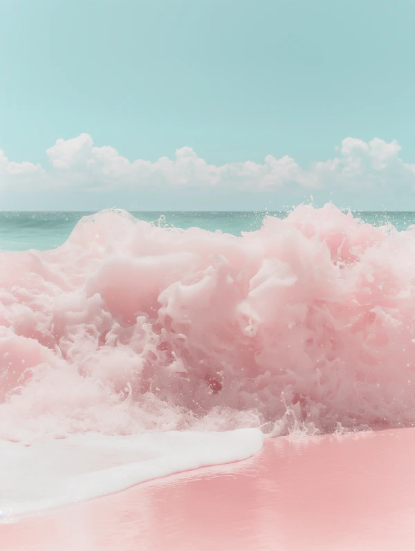 Surreal Pink Ocean Waves
