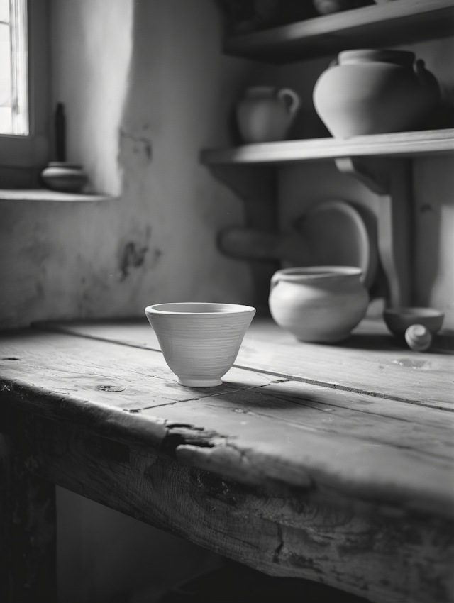 Rustic Pottery in Traditional Kitchen