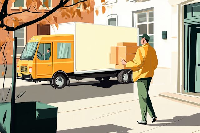 Delivery Scene in Autumn