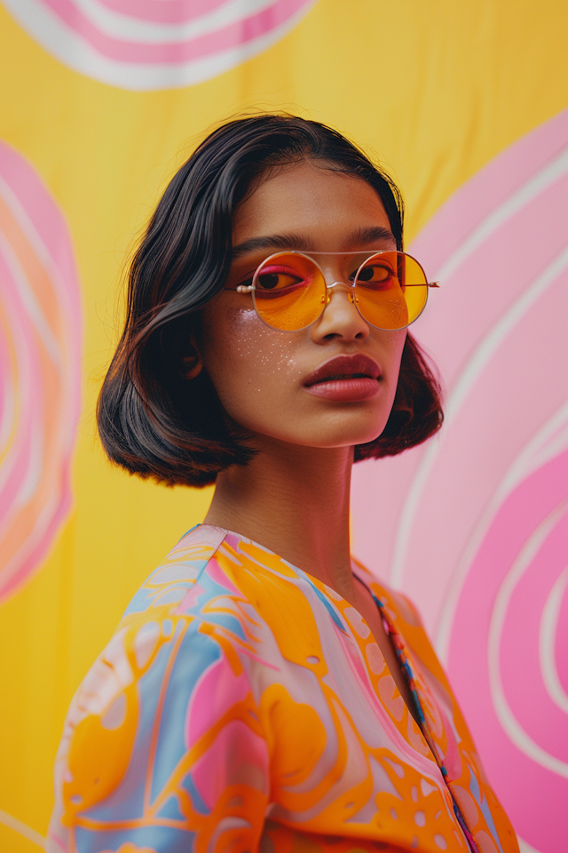 Confident Young Woman with Colorful Background