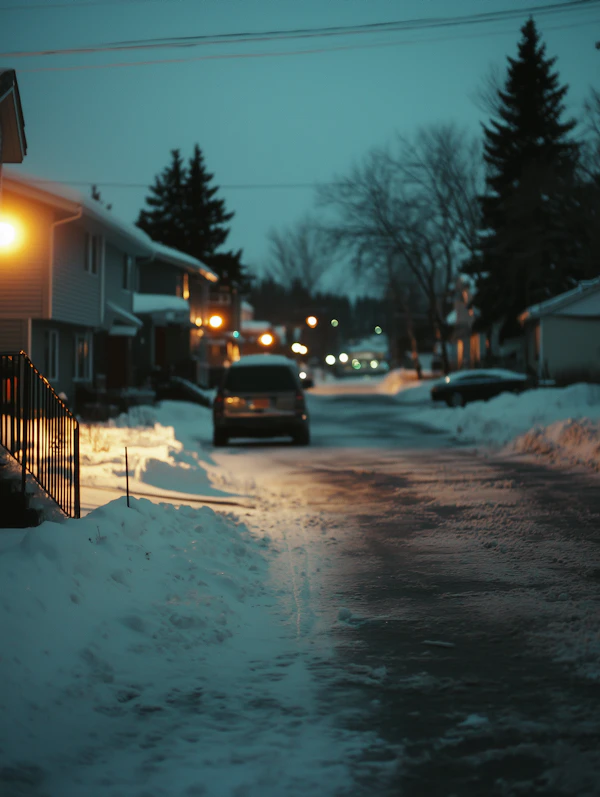 Winter Suburban Street