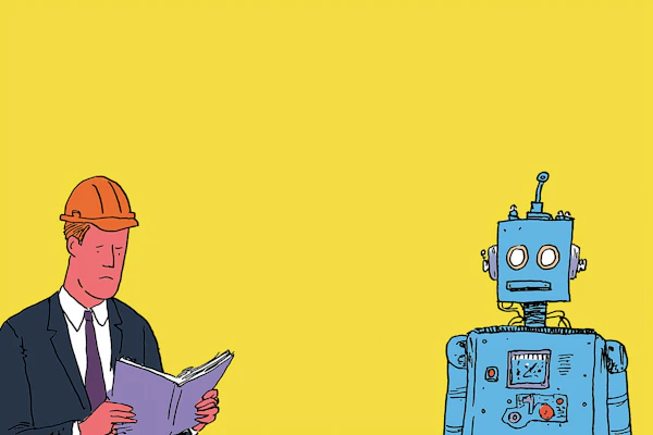 Man and Robot Reading