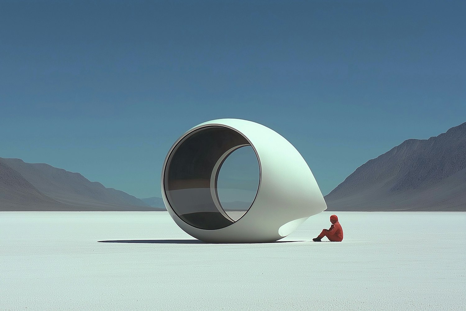 Futuristic Landscape with Pod Structure