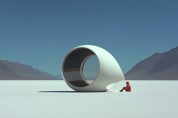 Futuristic Landscape with Pod Structure