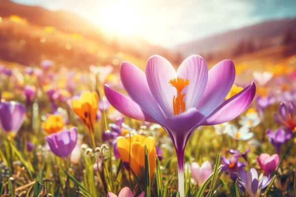 Golden Hour in Crocus Field