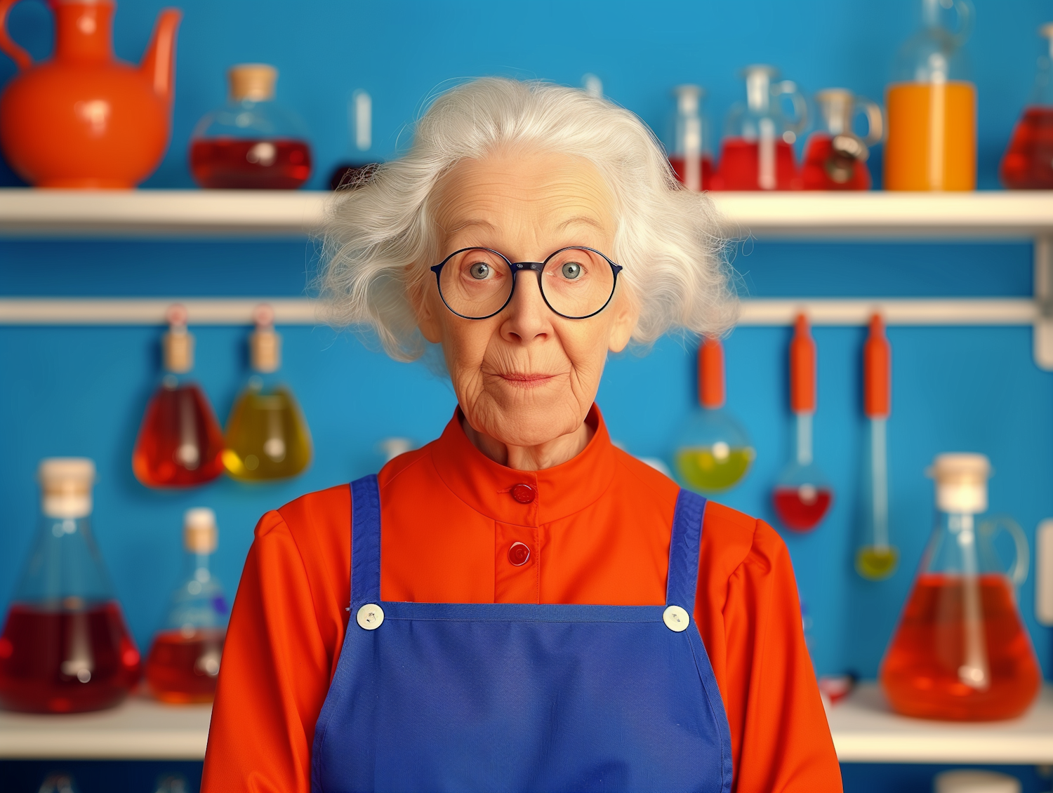 Elderly Woman in Science Laboratory