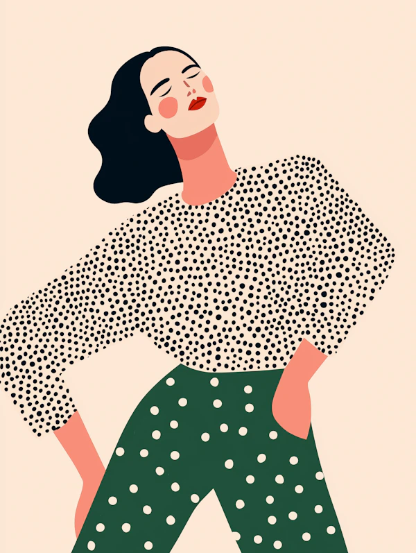 Stylized Person in Polka Dots