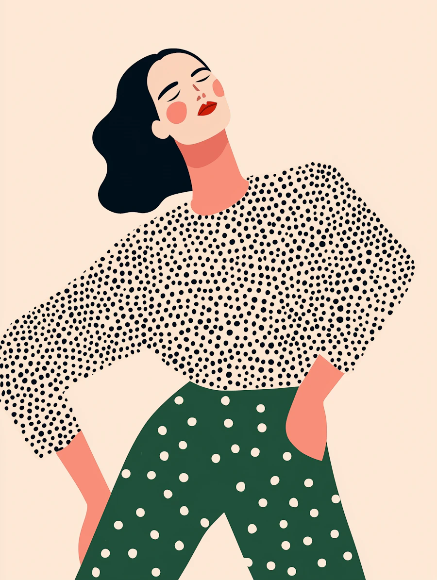 Stylized Person in Polka Dots