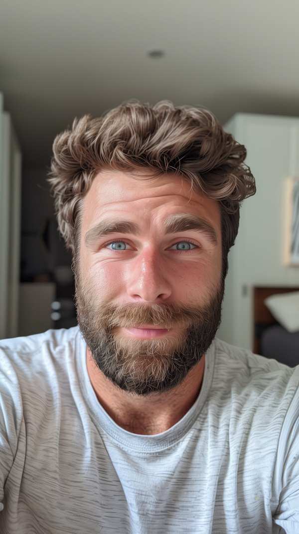 Portrait of Young Adult Male with Blue Eyes