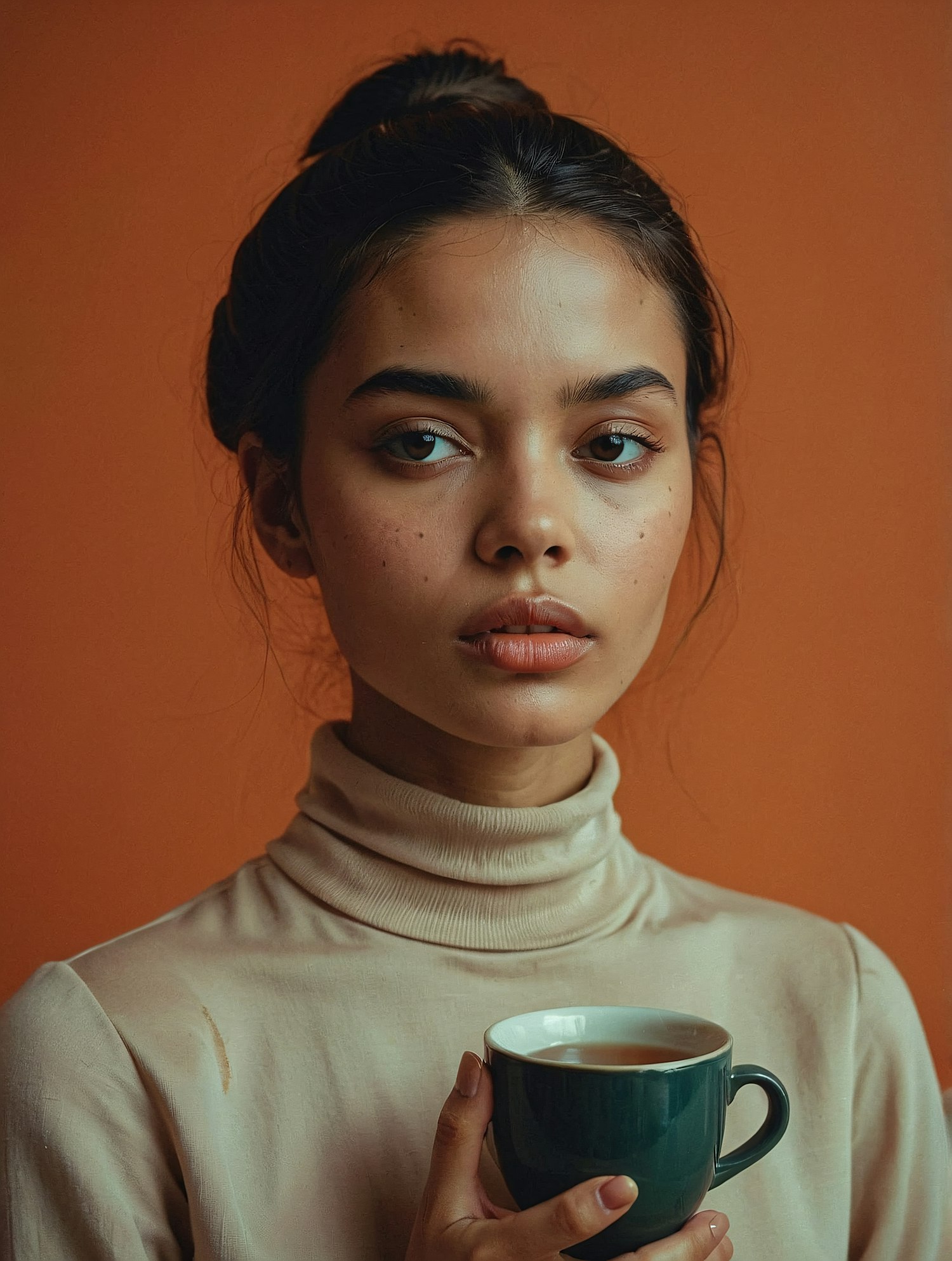 Serene Woman with Warm Beverage