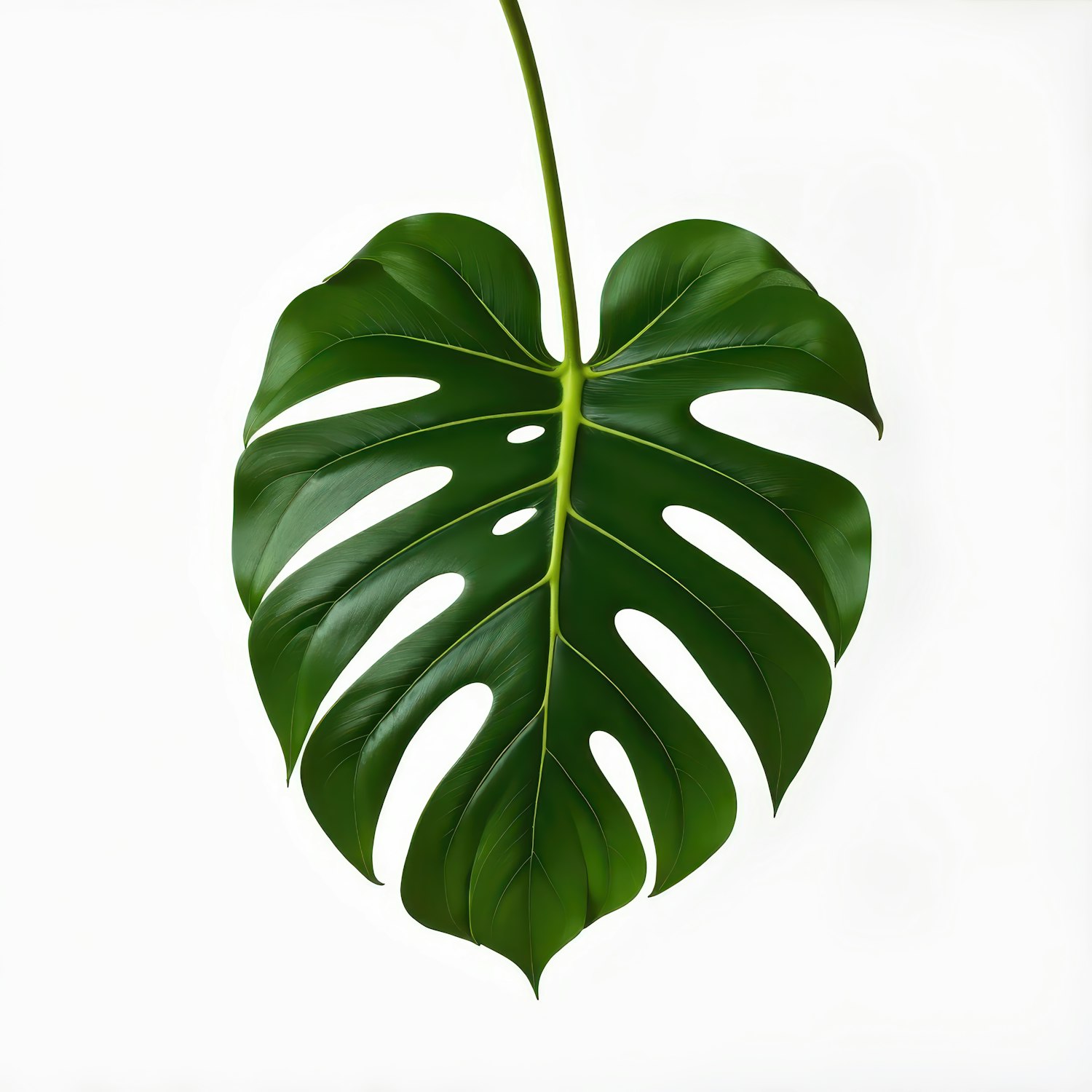 Monstera Leaf on White Background