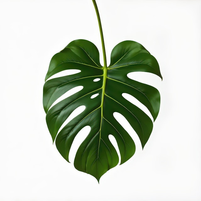 Monstera Leaf on White Background