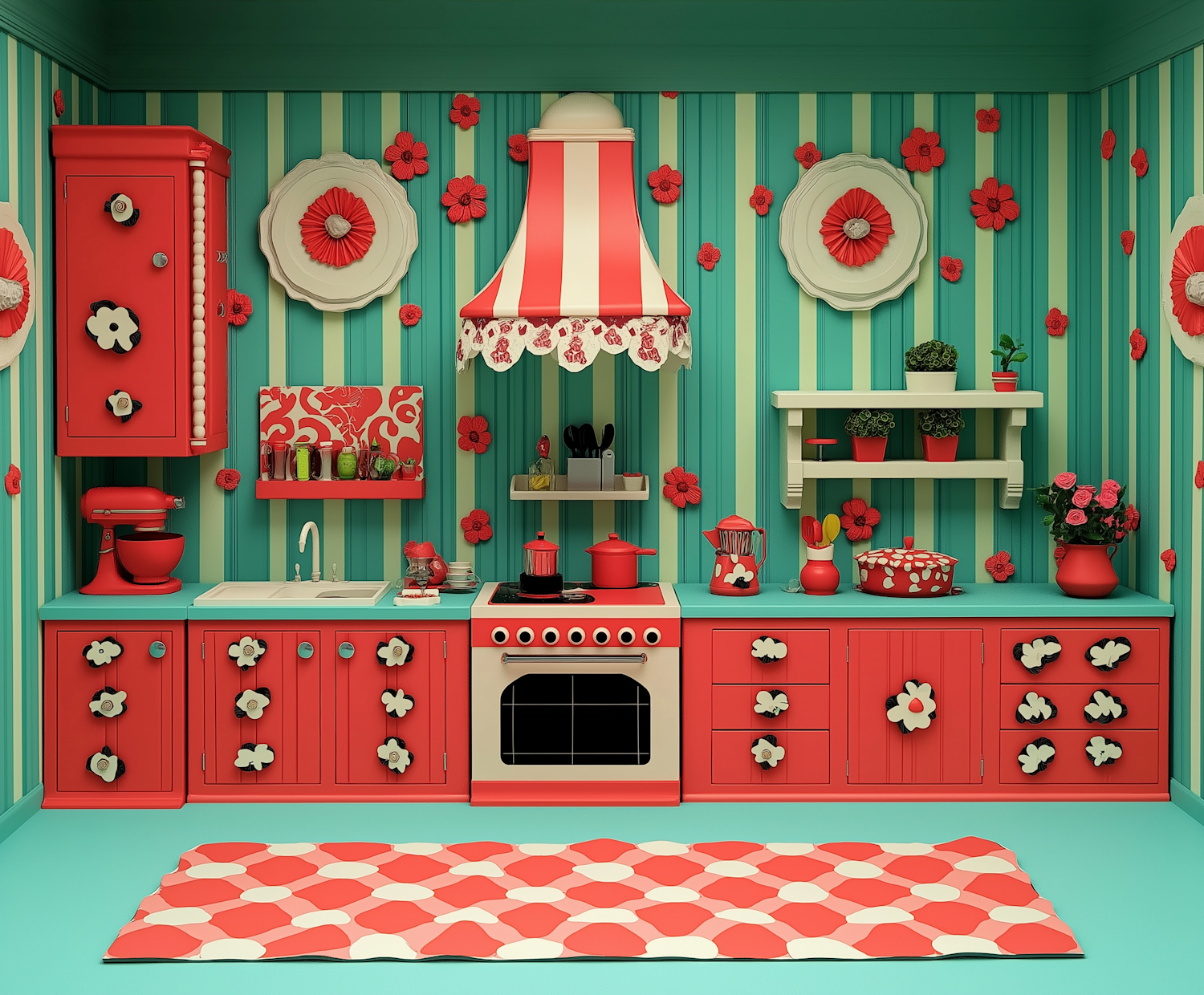 Whimsical Stylized Kitchen Illustration