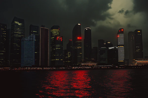 Moody City Skyline at Night