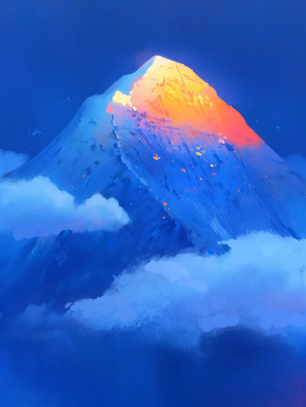 Sunlit Mountain Peak