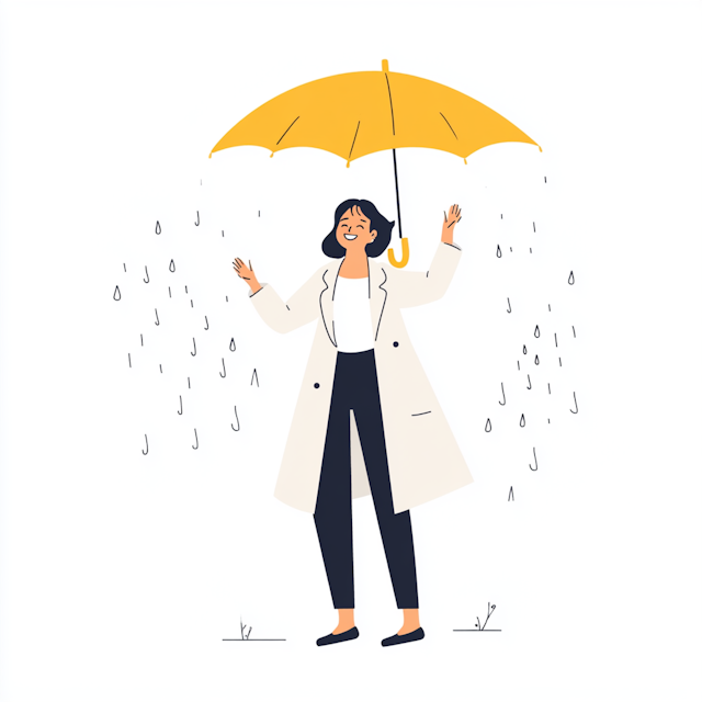 Joyful Woman with Yellow Umbrella