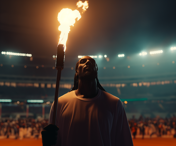 Man Holding Torch in Stadium