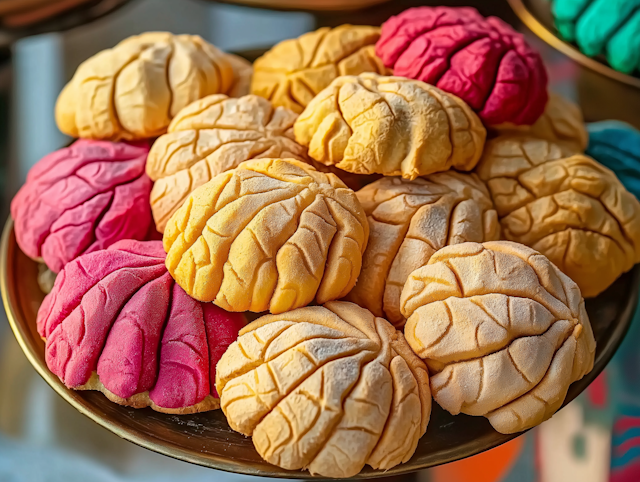 Colorful Array of Conchas (Mexican Sweet Bread)