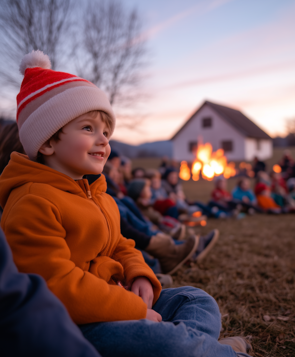 Child at Bonfire Gathering