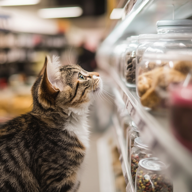 Curious Tabby Cat with Glass Jars