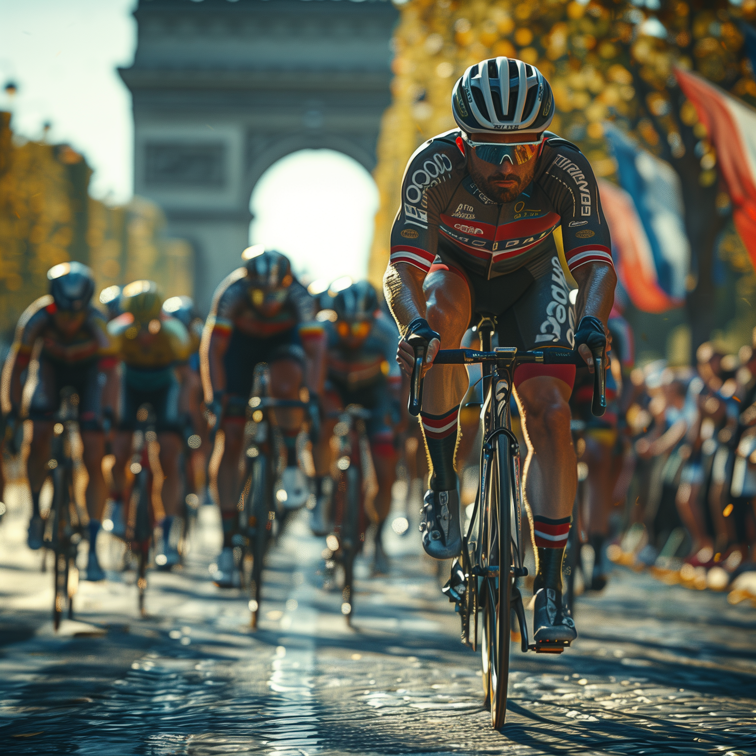 Competitive Cycling Race in Paris