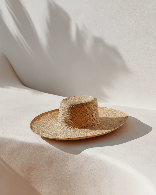 Straw Hat on Fabric