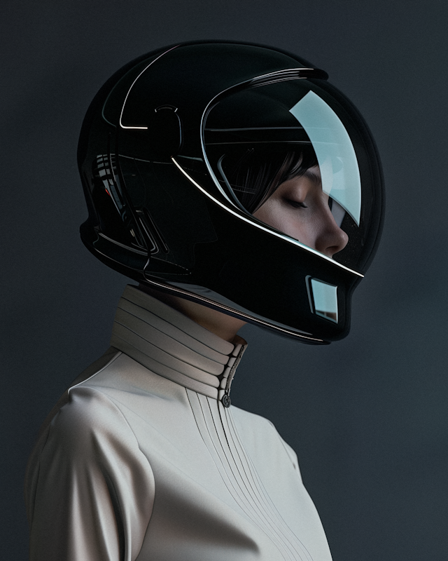 Futuristic Woman with Advanced Helmet