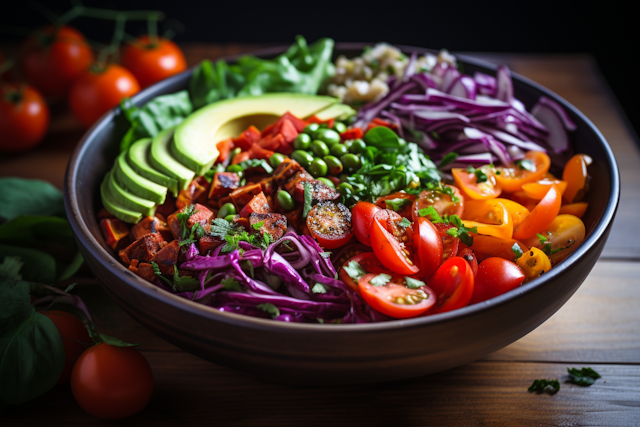 Rainbow Avocado and Tofu Salad Bowl