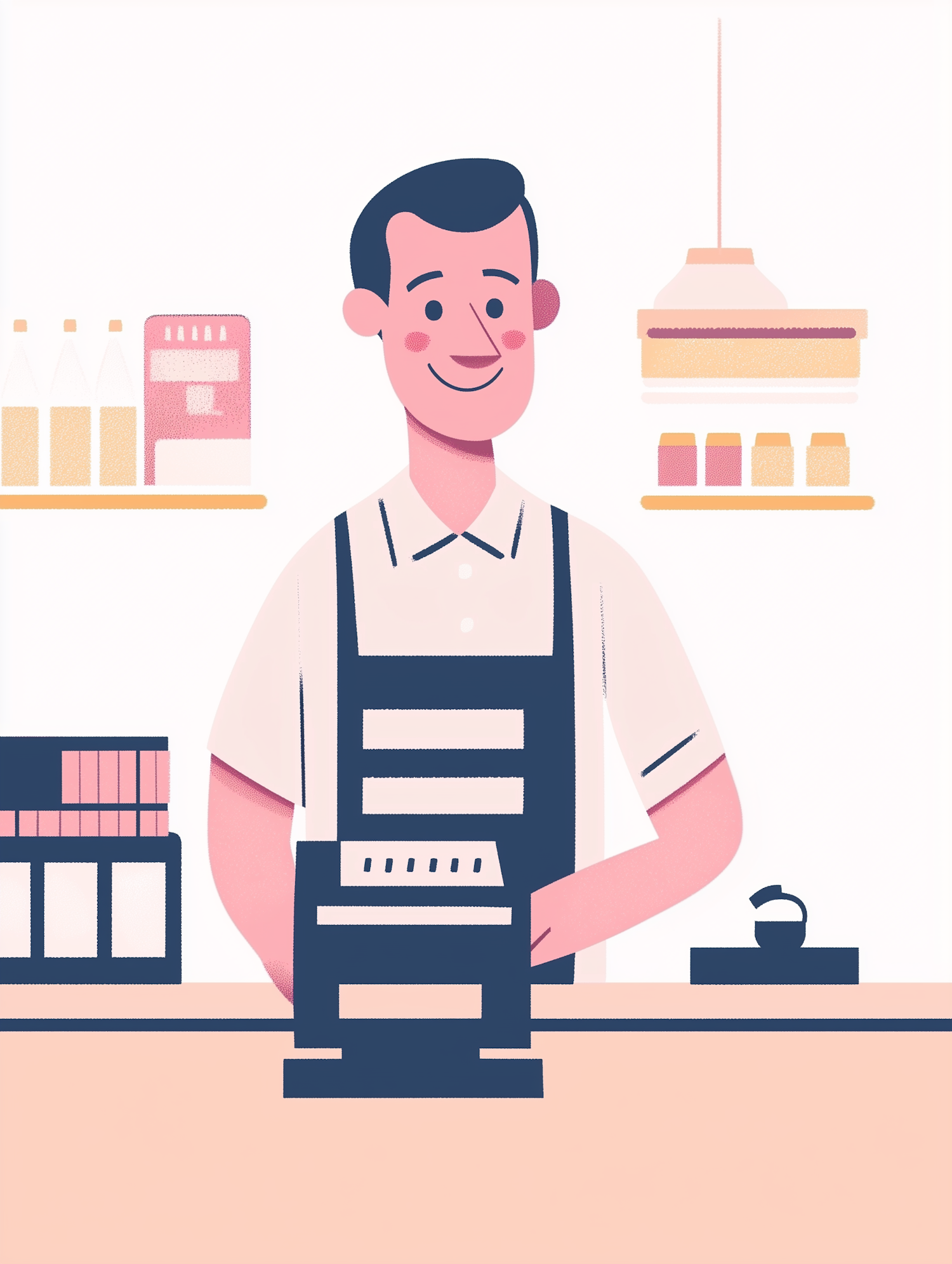 Vintage Style Cashier Illustration