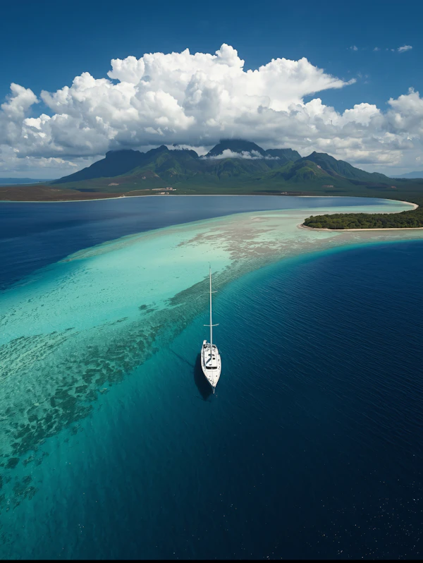 Sailboat in Turquoise Lagoon