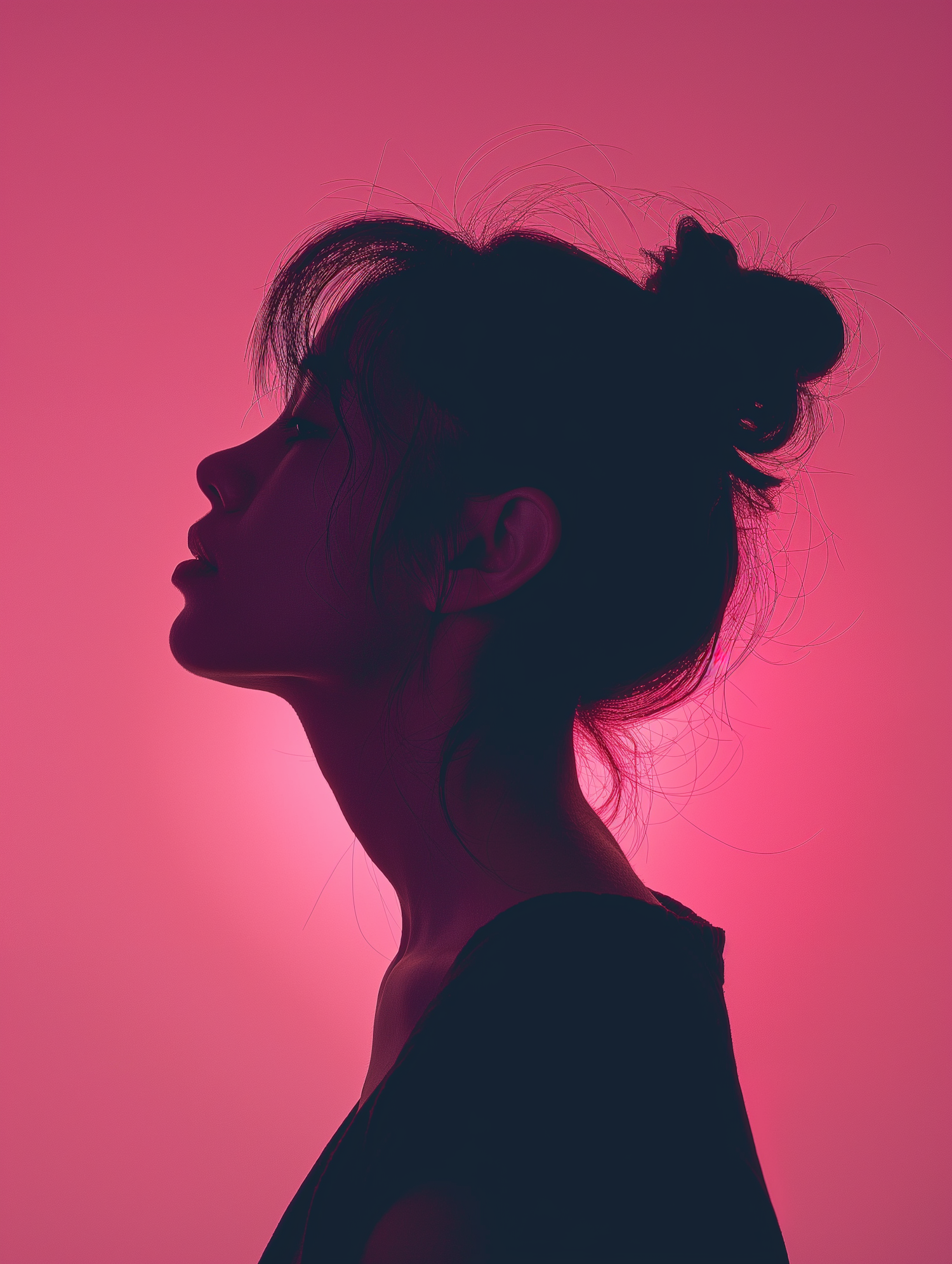 Contemplative Silhouette of Asian Woman