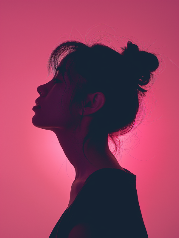 Contemplative Silhouette of Asian Woman