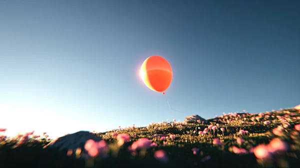 Red Balloon in Meadow